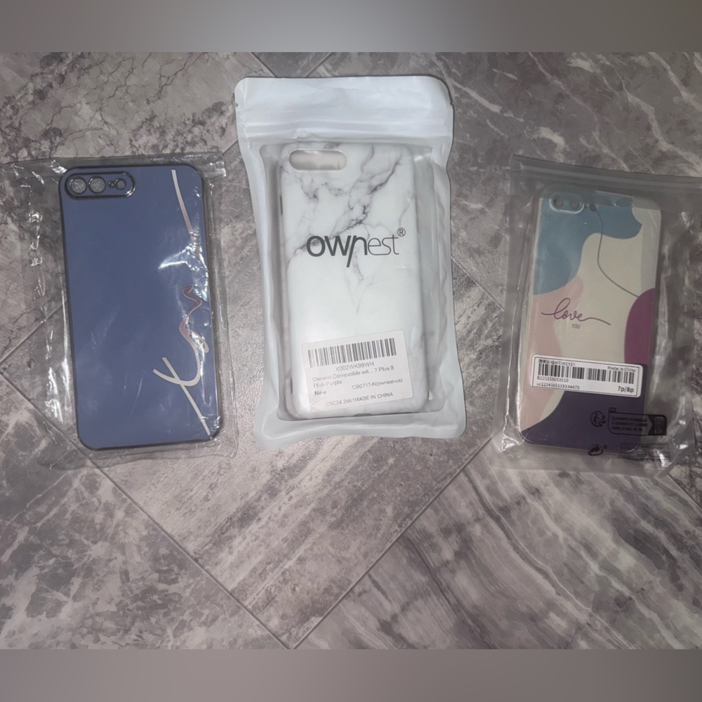 iPhone 7 Plus Case Bundle Set of 3 Marble Blue Pink New